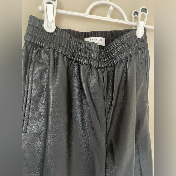 Aritzia Babaton Zedel High Rise Faux vegan Leather Joggers Black size 2XS,NWOT - Picture 7 of 7